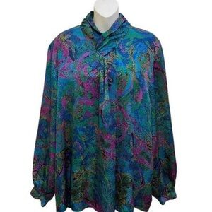 Lady Eva Laurel Vintage Colorful Abstract Women's Blouse